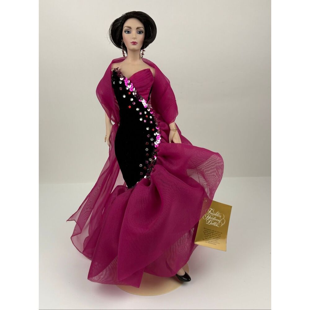 1992 Bob Mackie Marissa Couture Franklin Heirloom 18” Porcelain Doll & Stand
